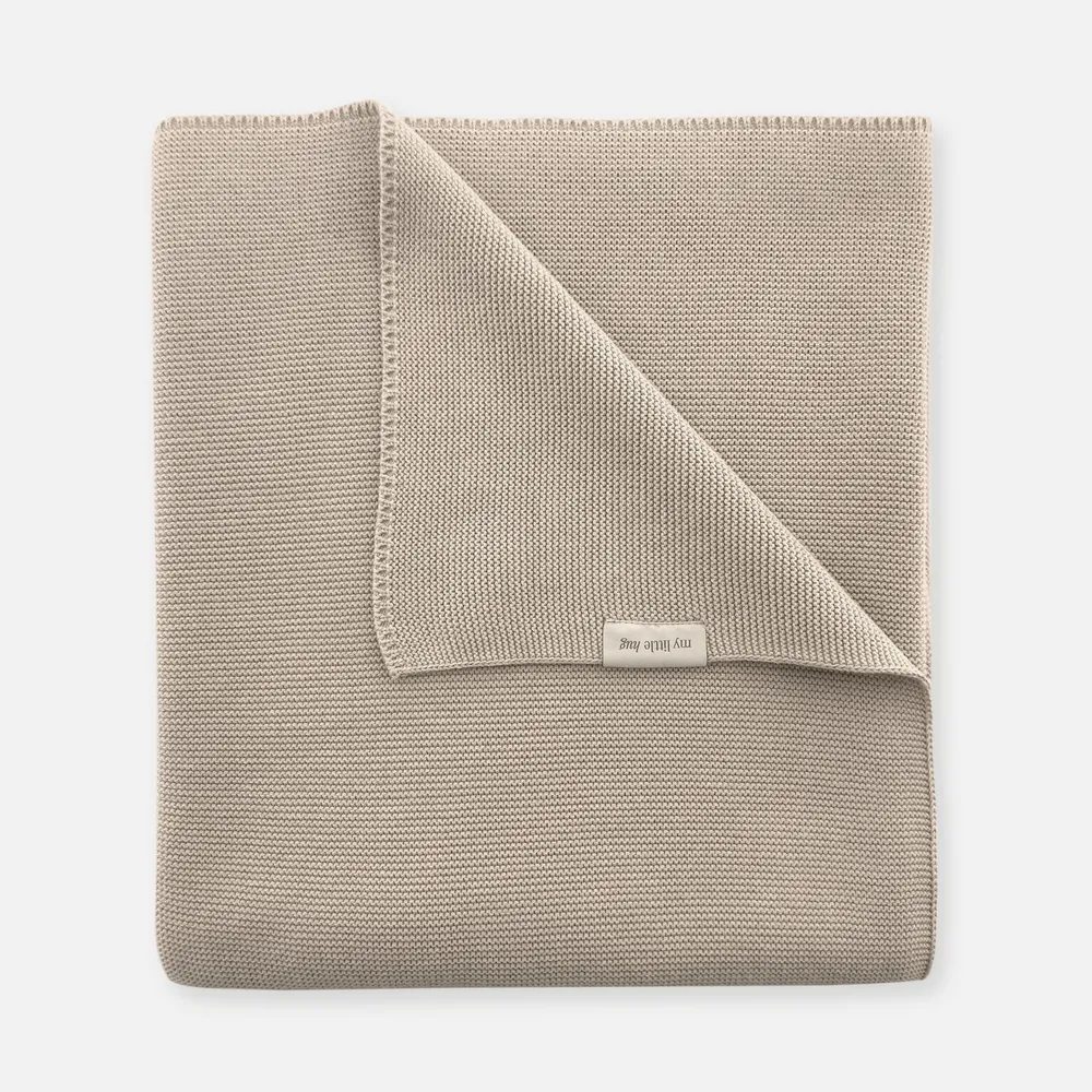 Ledikantdeken gebreid Beige Walra