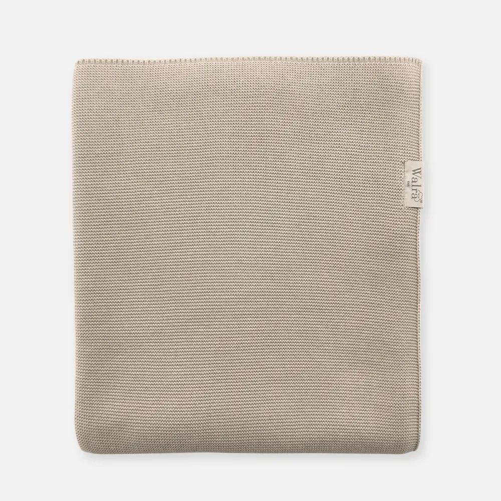 Ledikantdeken gebreid Beige Walra
