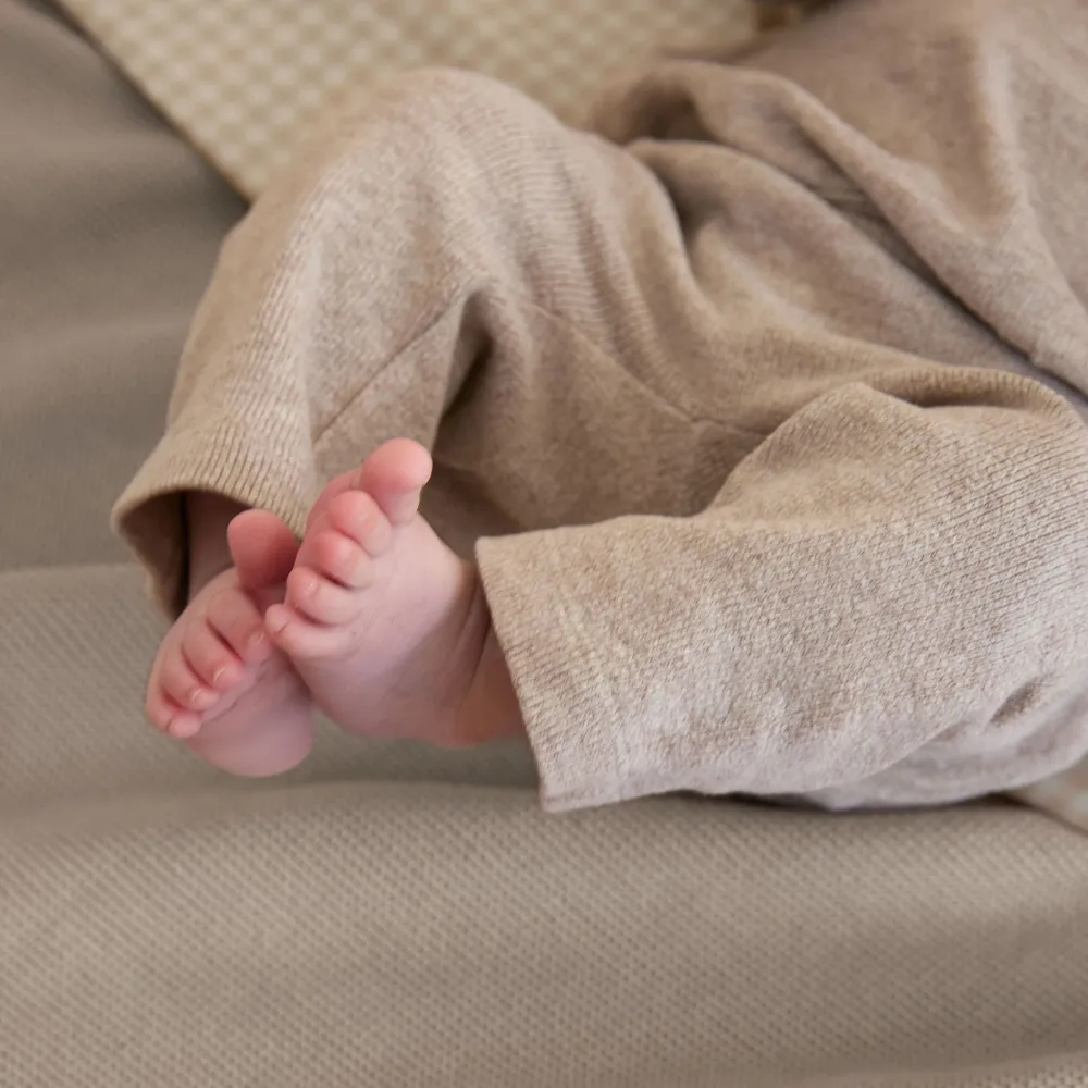 Ledikantdeken gebreid Beige Walra