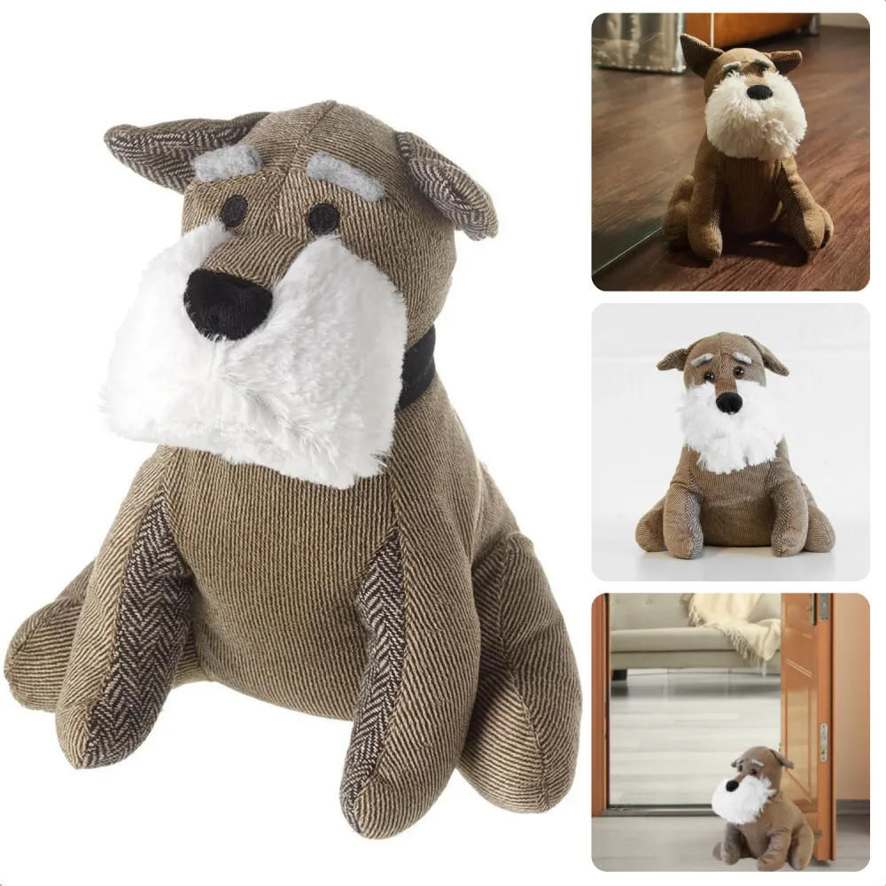 Cheqo® Deurstopper Hond Grijs - 1 kg Zware Deurbuffer - Deurwig - Deurdranger - 26 cm Hoog - 50% Polyester + 50% Steen - 1...