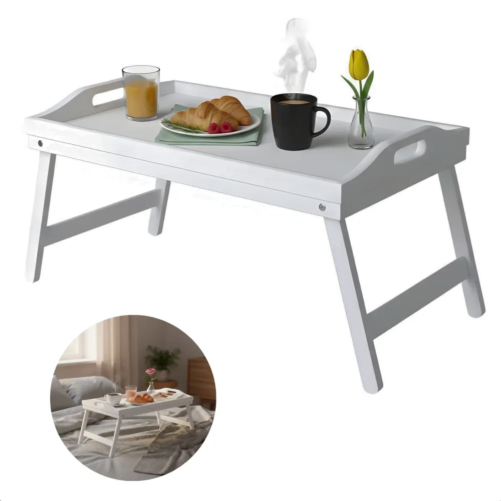 Cheqo® Ontbijt op Bed Dienblad - Ontbijt op Bed Tafeltje - Bedtafel - Bedtafeltje - Beddienblad - Schoottafeltje - Schoott...
