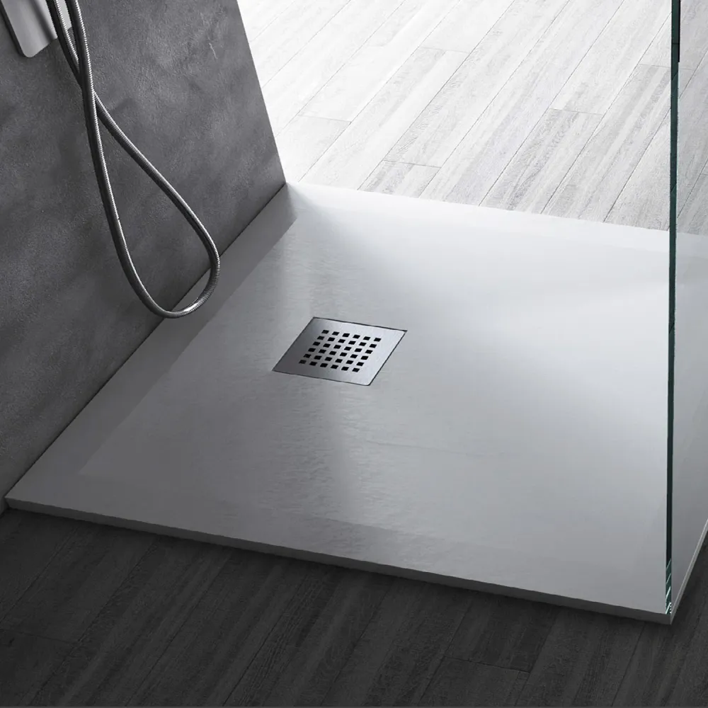 Floor-level shower tray 70x120 melkwit stone-effect resin Reducible Emoji Biologisch Afbreekbaar