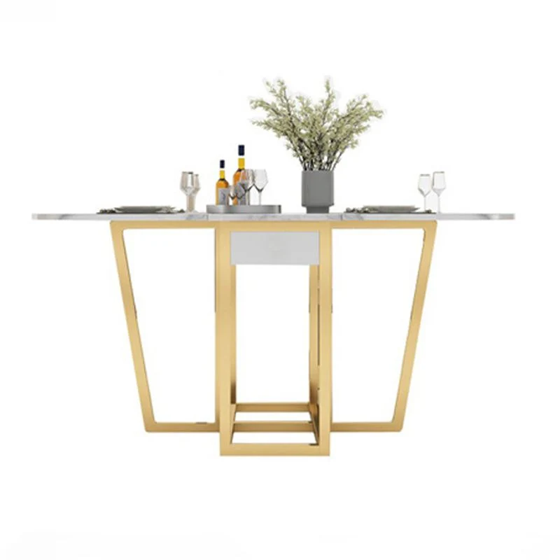 Gecertificeerd Strooizout Contemporary Rectangle Dining Room Table Sintered Stone Drop-Leaf Table,59"L x 28.7"H