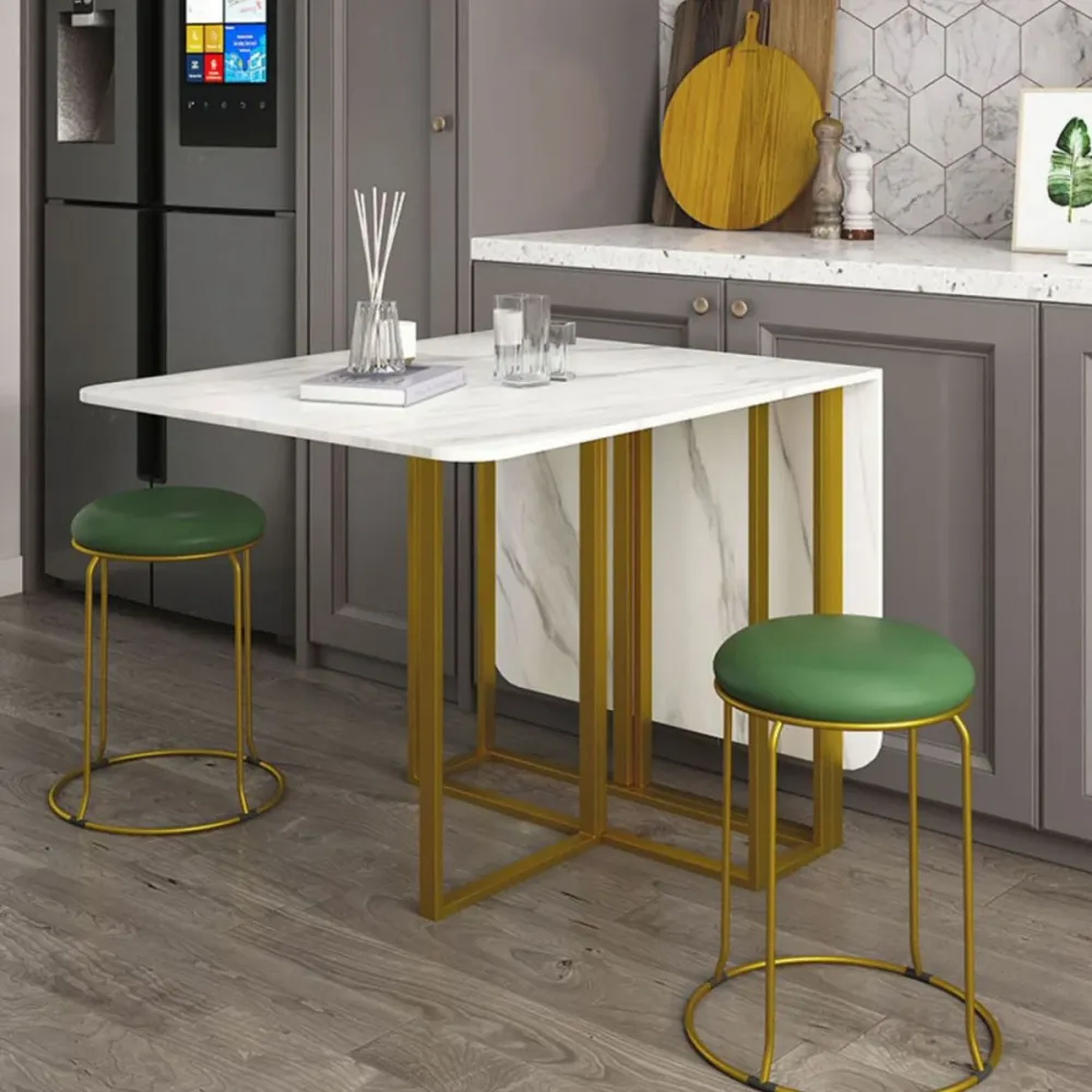 Gecertificeerd Strooizout Contemporary Rectangle Dining Room Table Sintered Stone Drop-Leaf Table,59"L x 28.7"H
