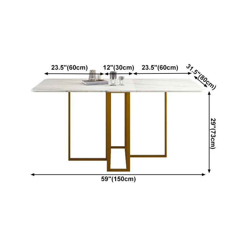 Gecertificeerd Strooizout Contemporary Rectangle Dining Room Table Sintered Stone Drop-Leaf Table,59"L x 28.7"H