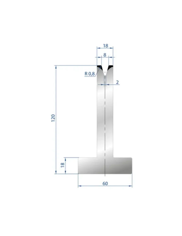 Korrel Part No. 3074 @ 805mm 30 Degree T Shape Die (Segmented)