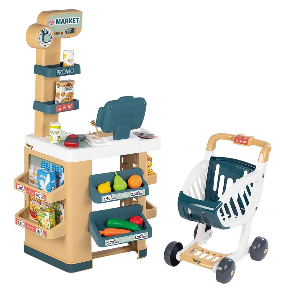 Smoby toy supermarket trolley and 34 accessories