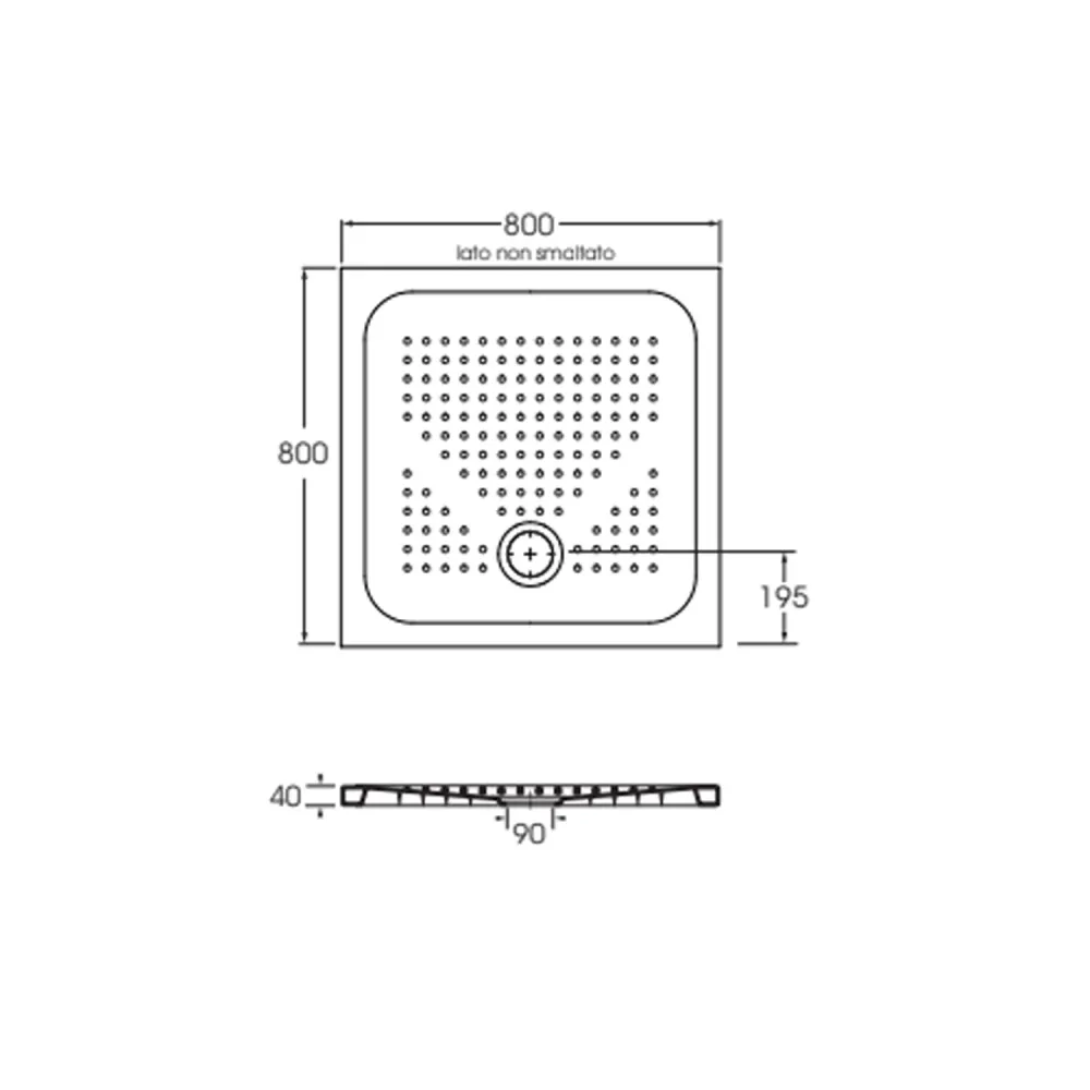Square ceramic shower tray model Punto 80x80 cm - Glad white