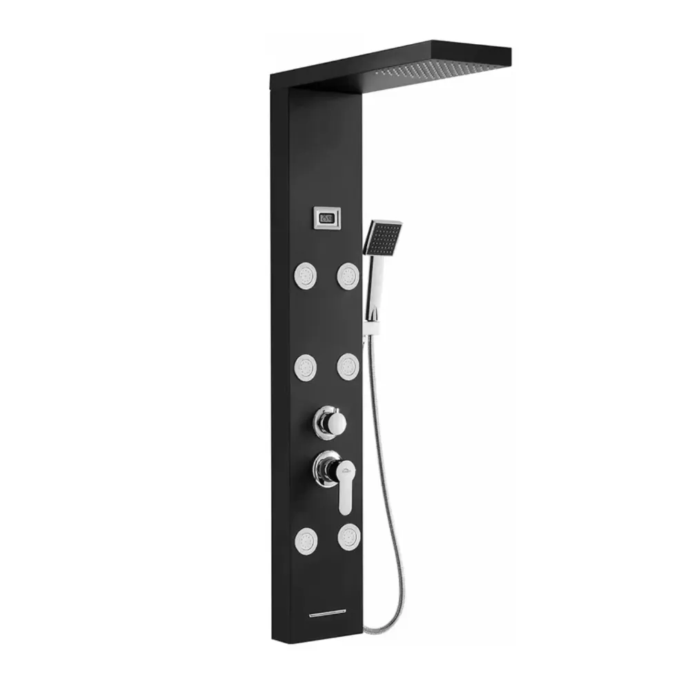 Douchepaneel Regendouche SaniSupreme Mascha Wellness LCD zwart