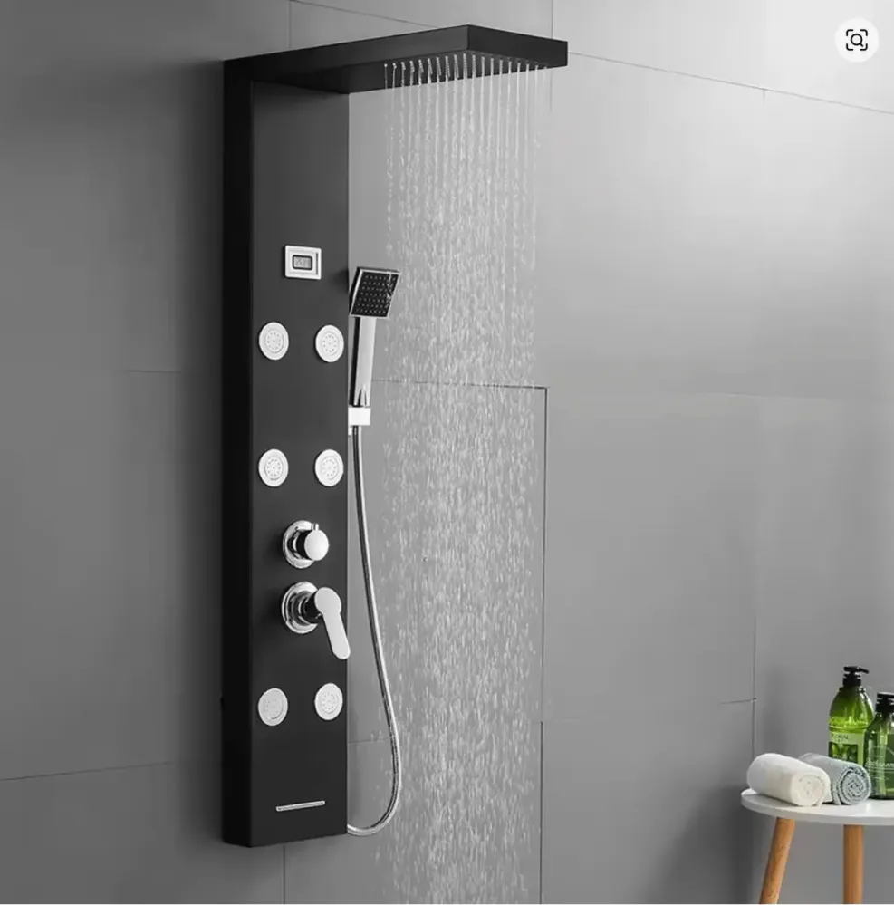 Douchepaneel Regendouche SaniSupreme Mascha Wellness LCD zwart