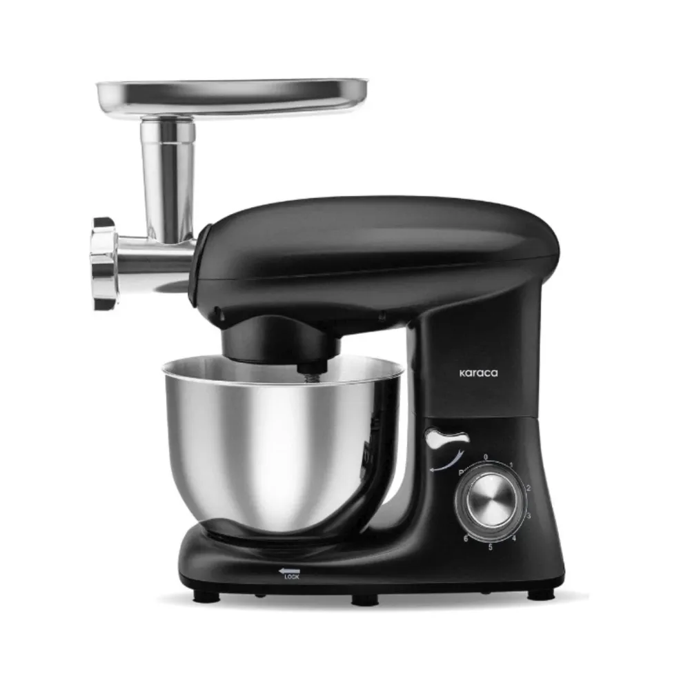 Karaca Multichef Standmixer Shiny Black Keukenmachine 1900W 5,5L (Met Vleesmolen / Worst- & Sucukmaker / Kibbeh-opzets...