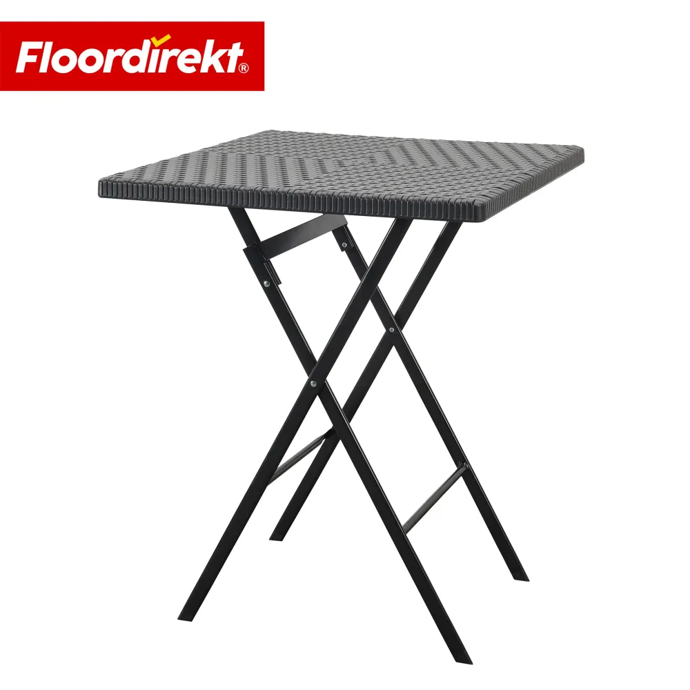 Klaptafel | Kobe | Zwarte inklapbare tuintafel rotanlook | 60 × 60 cm