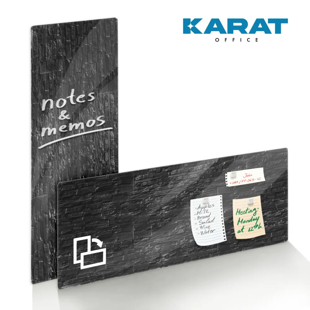 Design Glass Memoboard | Stone | Met magneten & bevestigingsmateriaal| Hoogglans oppervlak