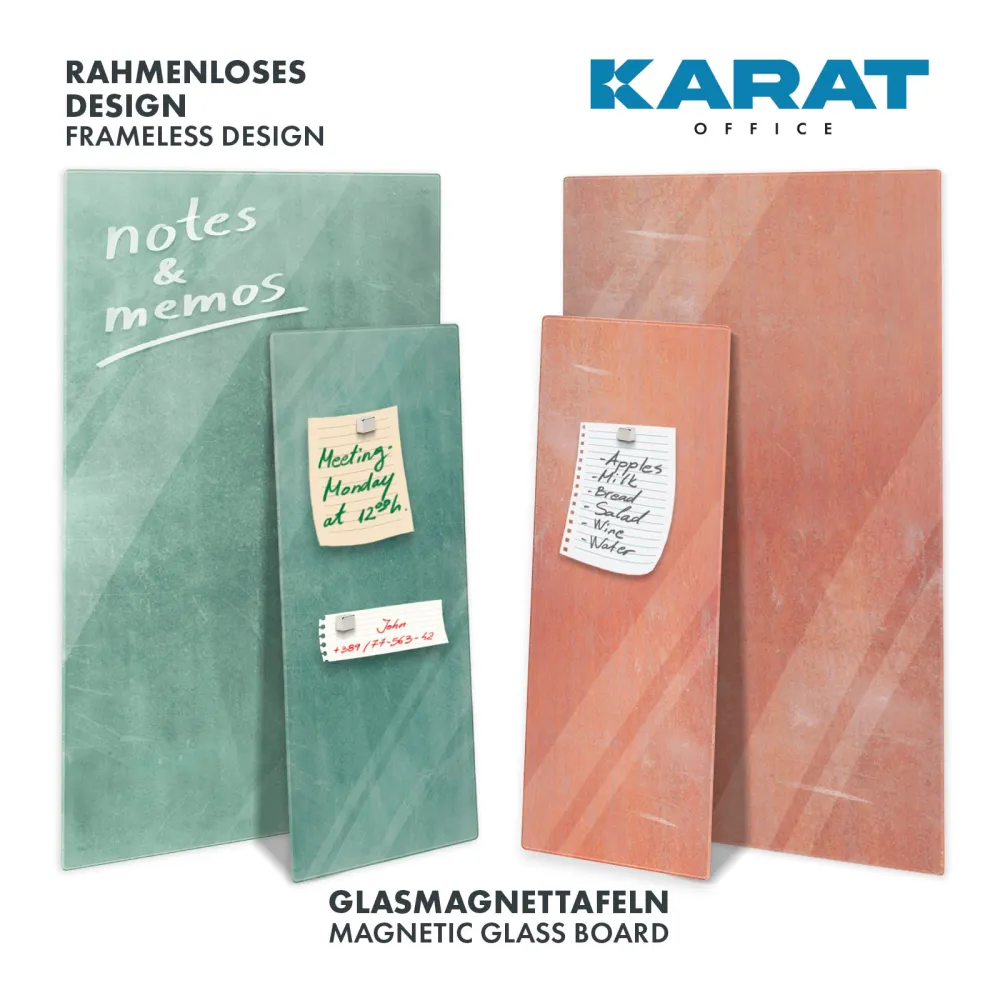 Design glazen memobord | Brush | Met magneten & bevestigingsmateriaal | Hoogglanzend oppervlak