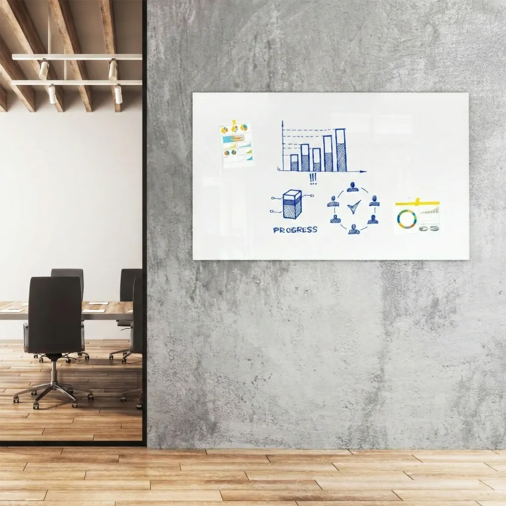 Glas-whiteboard | Pearlwhite | veiligheidsglas | frameloos | vele maten