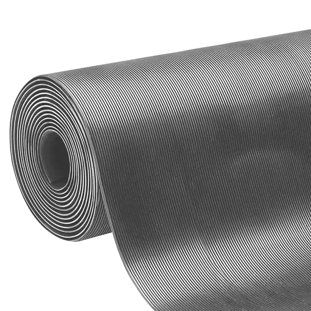 Rubber loper | fijne groeven | grijs | 3 mm | op maat