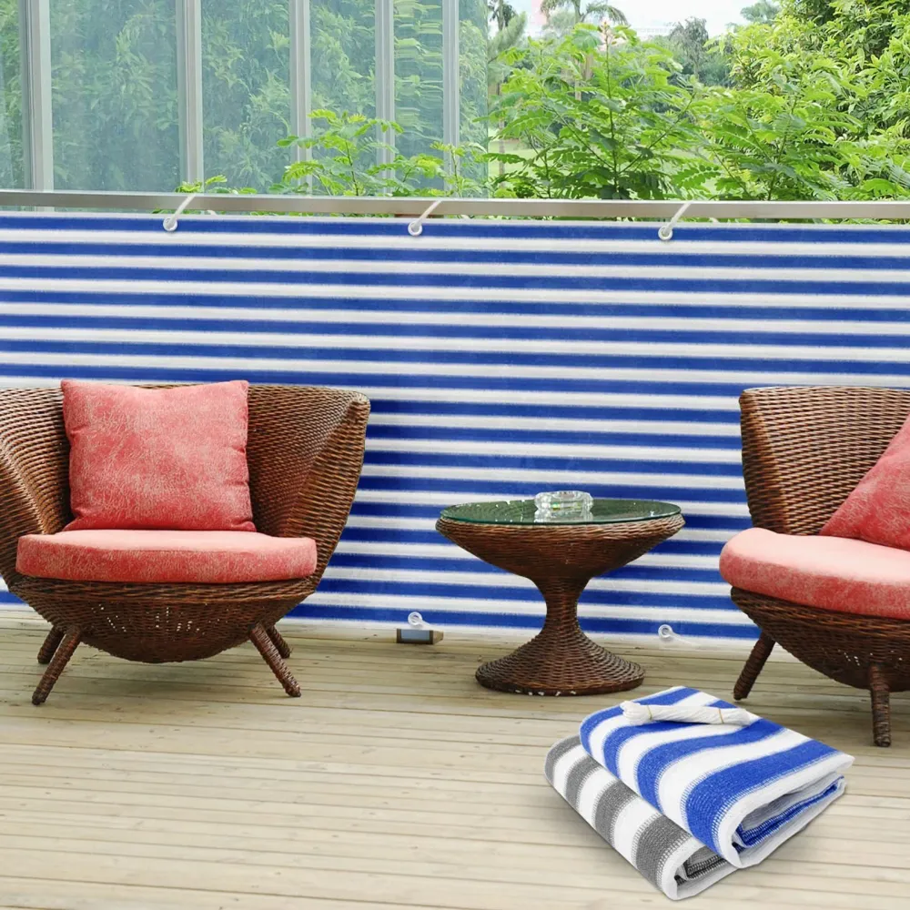 Balkonscherm | Casa Pura | blauw-wit gestreept