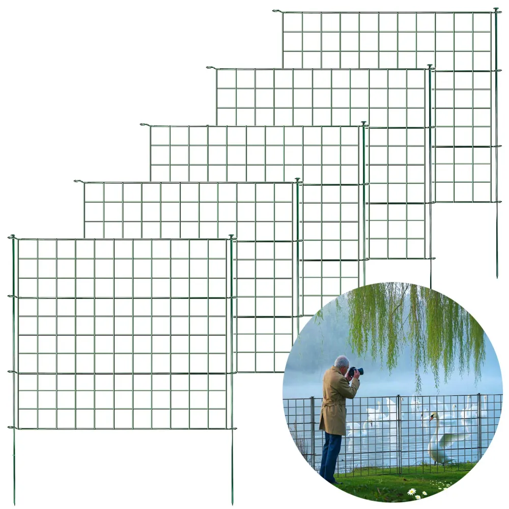 Metalen hek | Pablo | 5-delige metalen plug- hekwerkset | Uitbreidbaar voor tuin, vijver & dieren