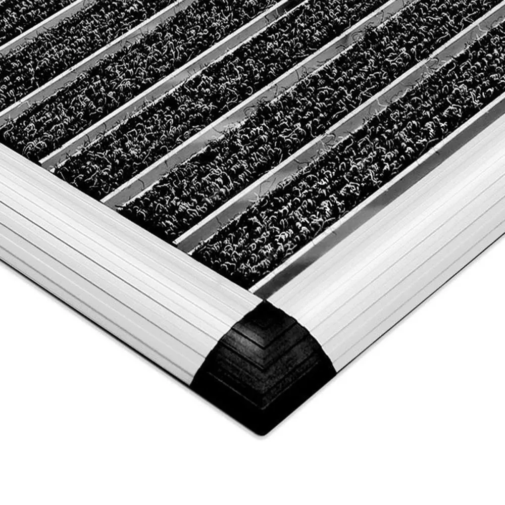 Aluminium deurmat | Elegant Mat Ribbed | met textiele inzetstukken