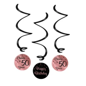swirl decoratie 50 jaar - rosé/black