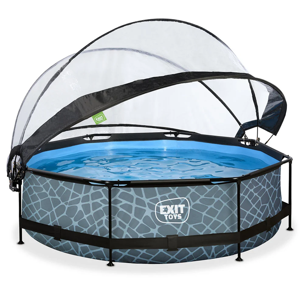 EXIT Stone Pool 305x76 Filter Pump and Dome - Grauw