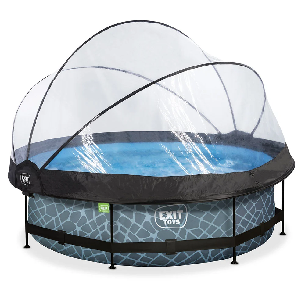 EXIT Stone Pool 305x76 Filter Pump and Dome - Grauw
