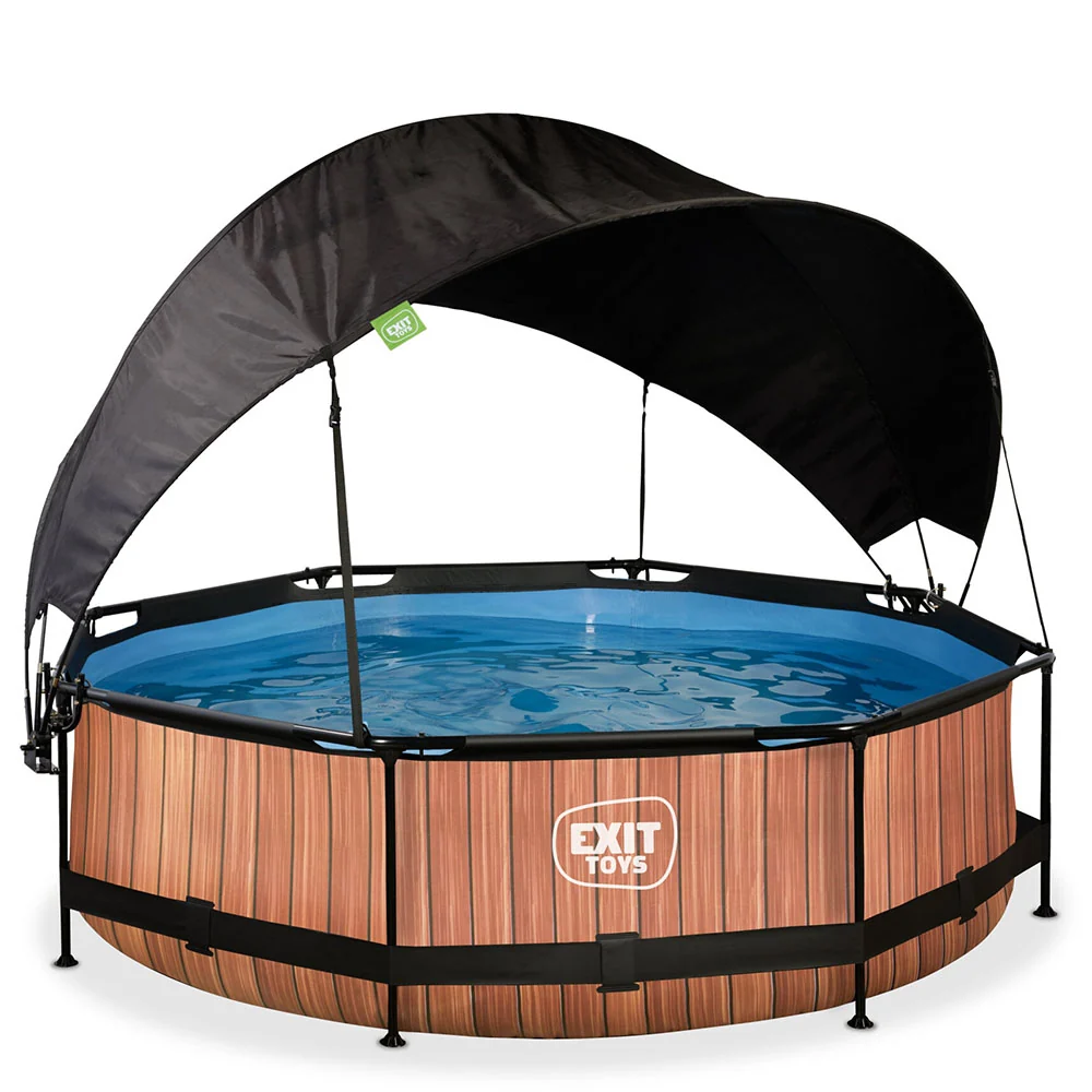 EXIT Wood 300x76 pool filter pump and awning - taupe