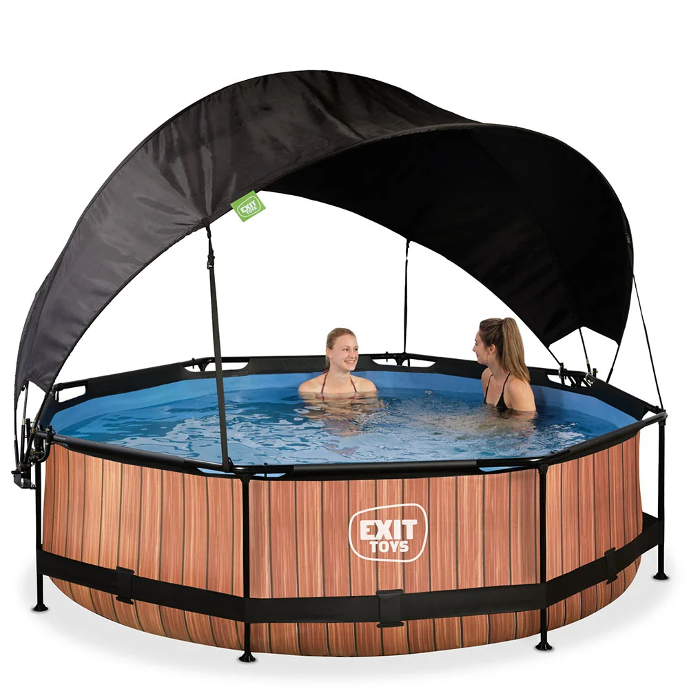 EXIT Wood 300x76 pool filter pump and awning - taupe