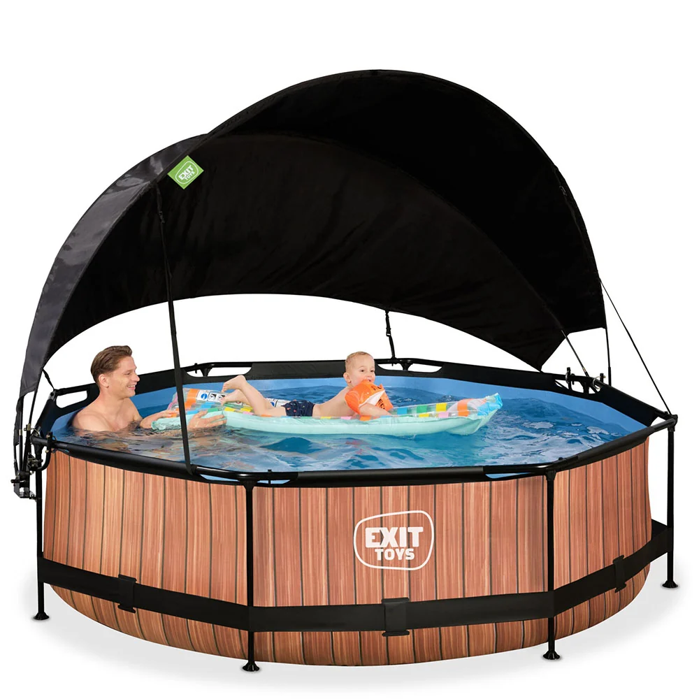 EXIT Wood 300x76 pool filter pump and awning - taupe