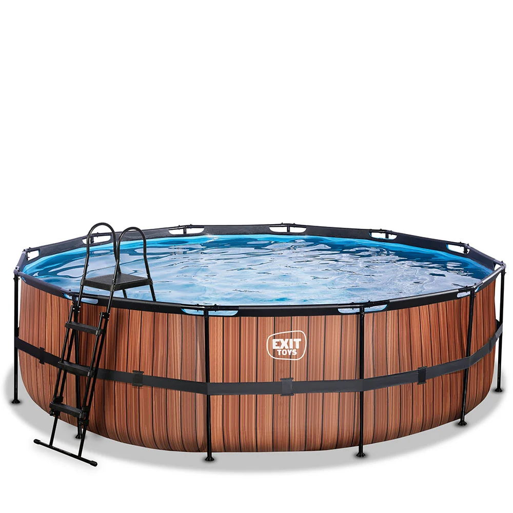 EXIT Wood pool 488x122 sand filter and ladder - taupe Compatibel met Hayward Pumps