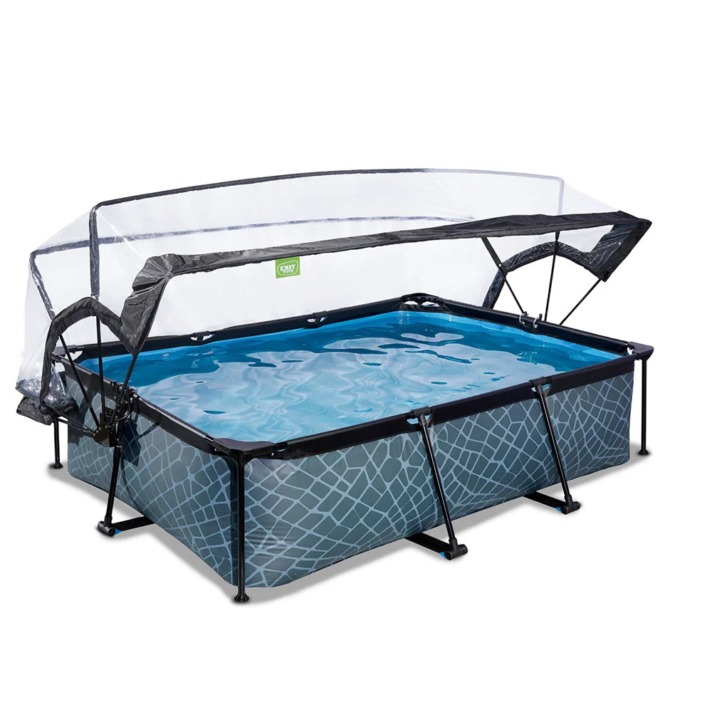 Professionele Grade EXIT Stone pool 220x150x65 filter pump and cover - grauw