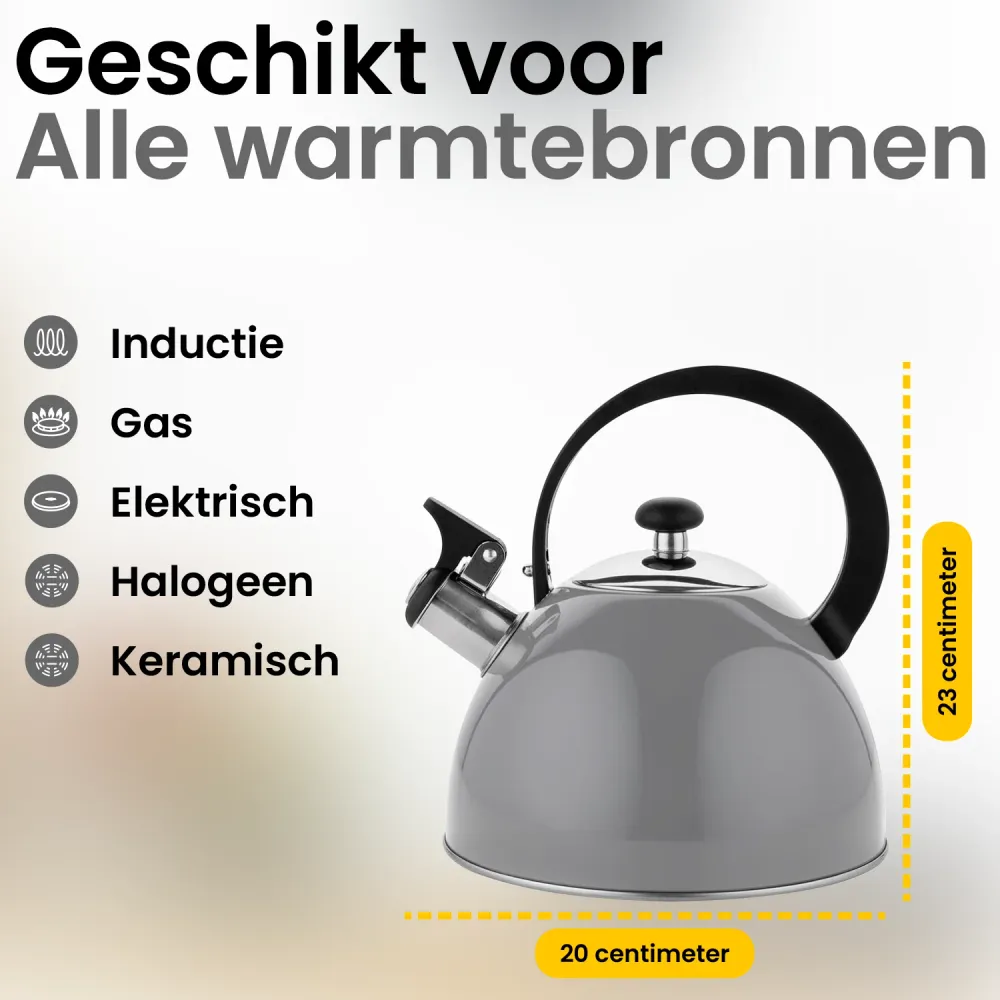 2de kansje Florina Brillo fluitketel RVS donkergrijs 2.5 Liter