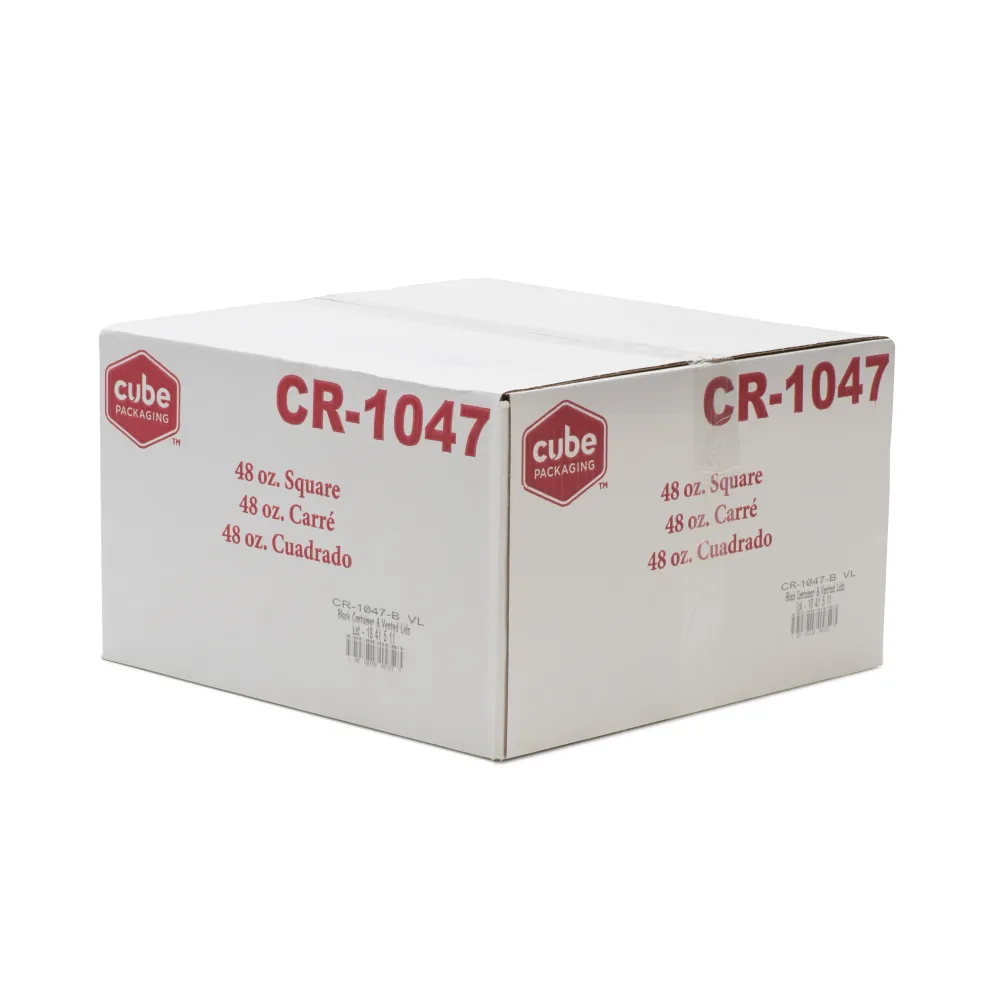 Cubeware Square 48 oz. Container Lid Black Vented Lid-100 Set-1/Case Cube Packaging