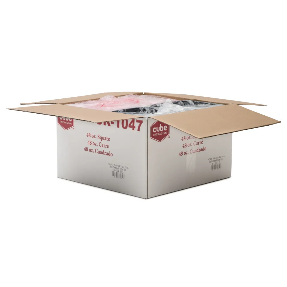 Cubeware Square 48 oz. Container Lid Black Vented Lid-100 Set-1/Case Cube Packaging