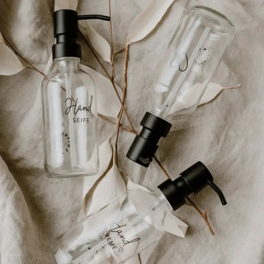 Navulbare handcrème dispenser van glas Eulenschnitt