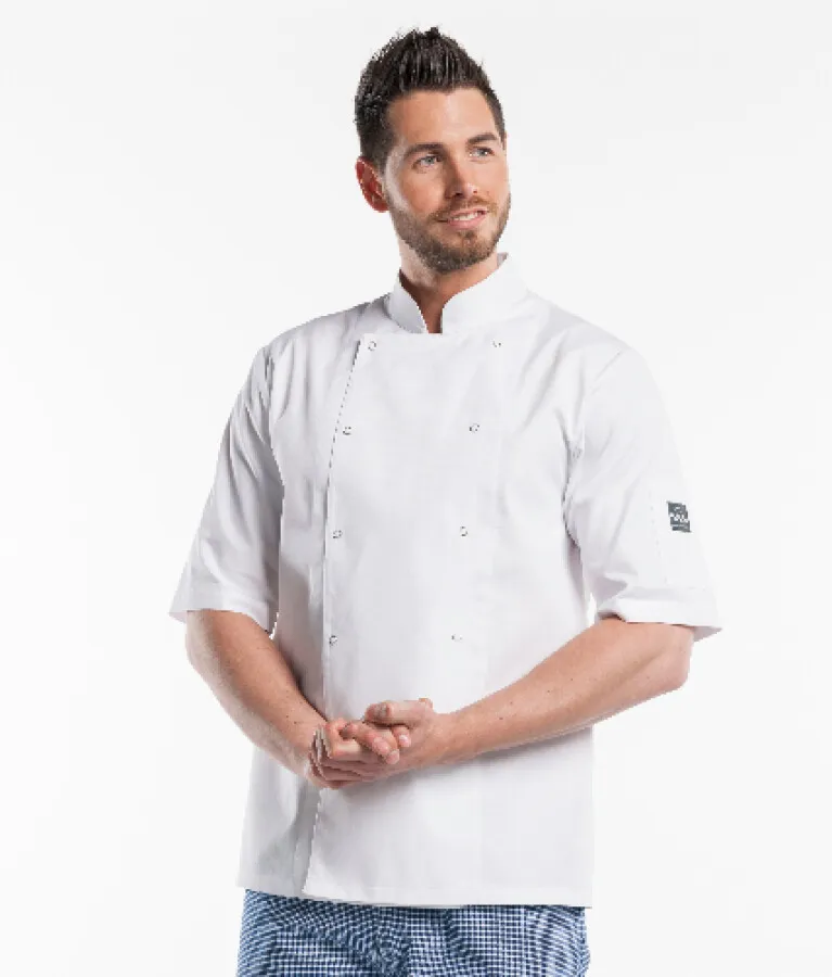 Chaud Devant chef koksbuis - Hilton Poco korte mouw - straight fit - wit - maat S XL Grootte