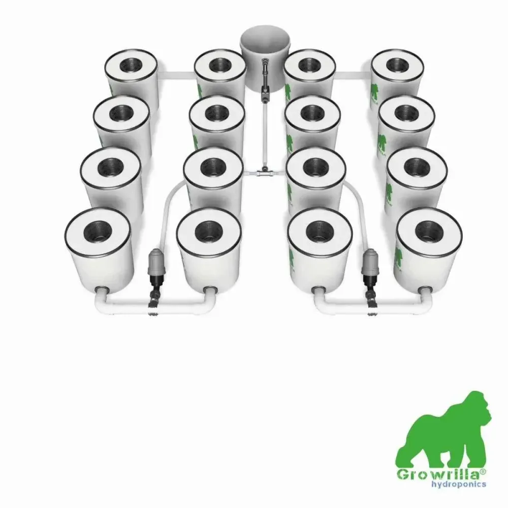 Growrilla RDWC PRO 16 Potten – Professioneel Recirculerend Hydroponisch Kweeksysteem voor Grote Indoor Kweekopstellingen