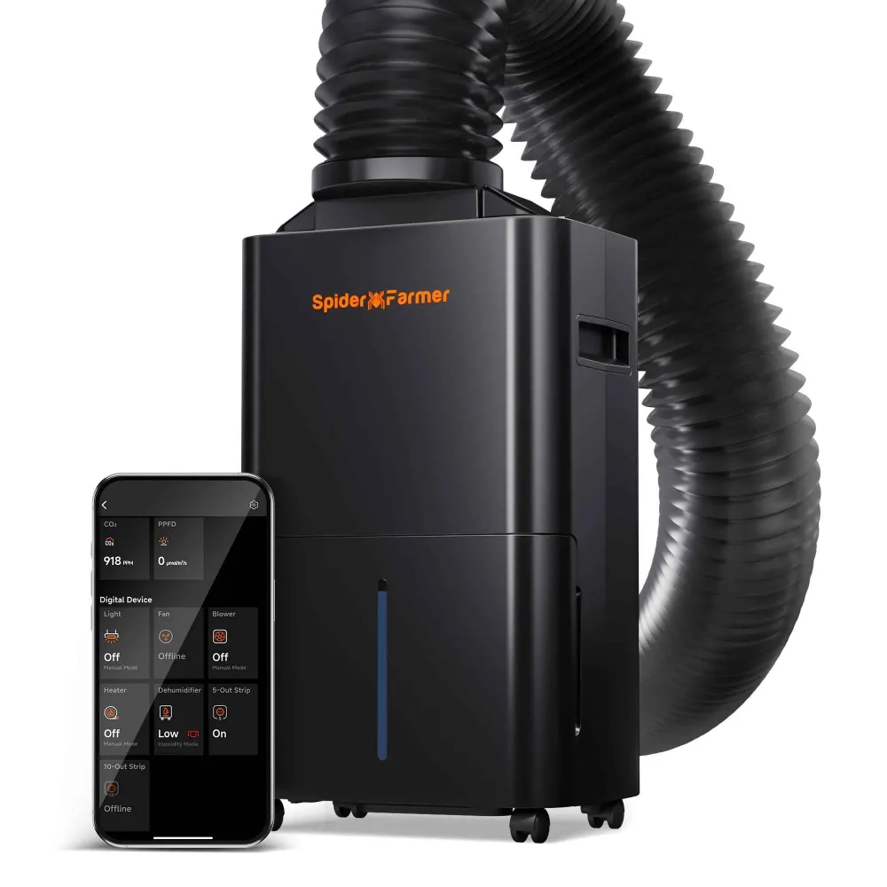 Spider Farmer 32-Pint Compressor Luchtontvochtiger – Slimme Kweektent Ontvochtiger met GGS App & RJ12 Integratie