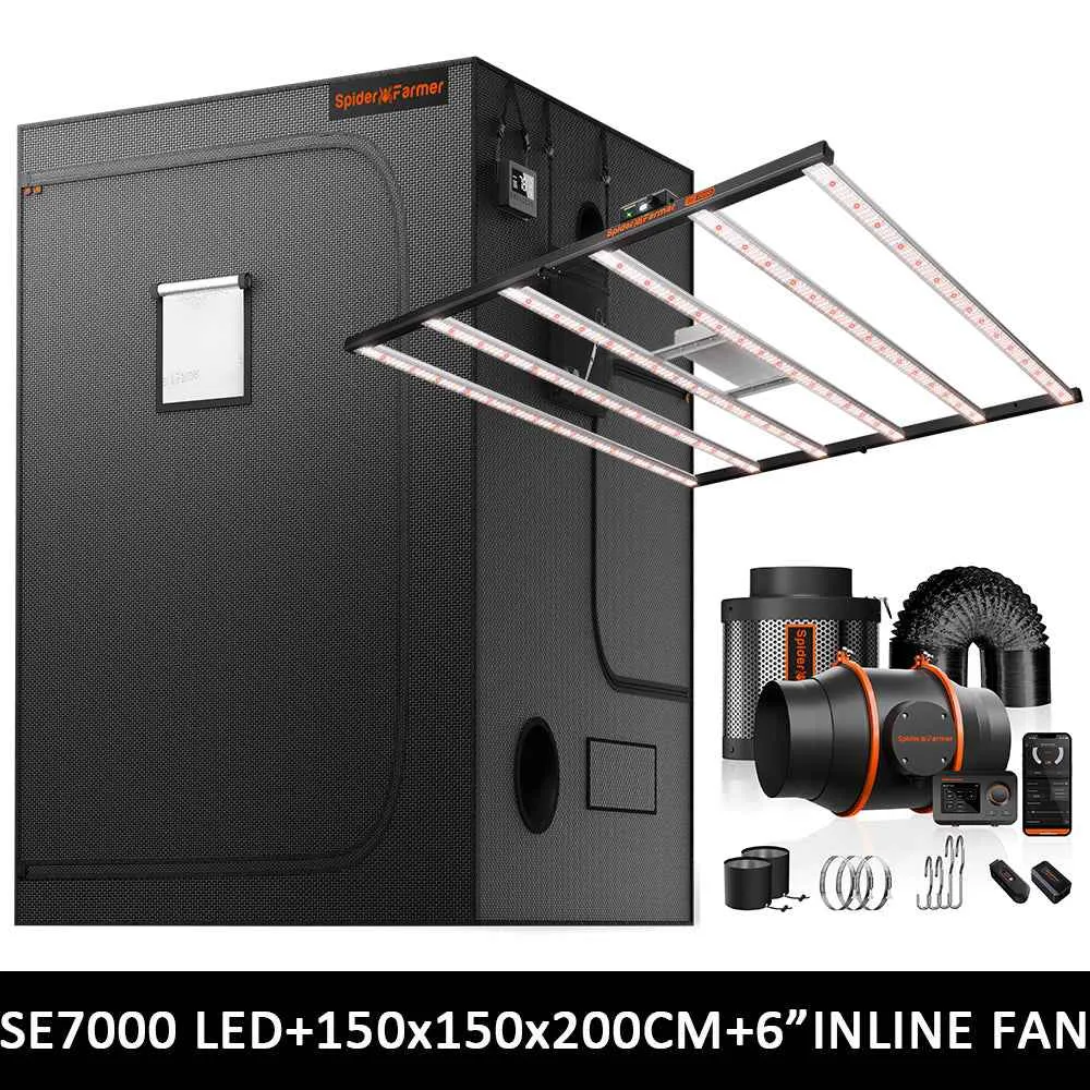 Spider Farmer SE7000 730W Full Spectrum LED Complete Kweektent Set – 150×150×200 cm met GGS Klimaatcontroller