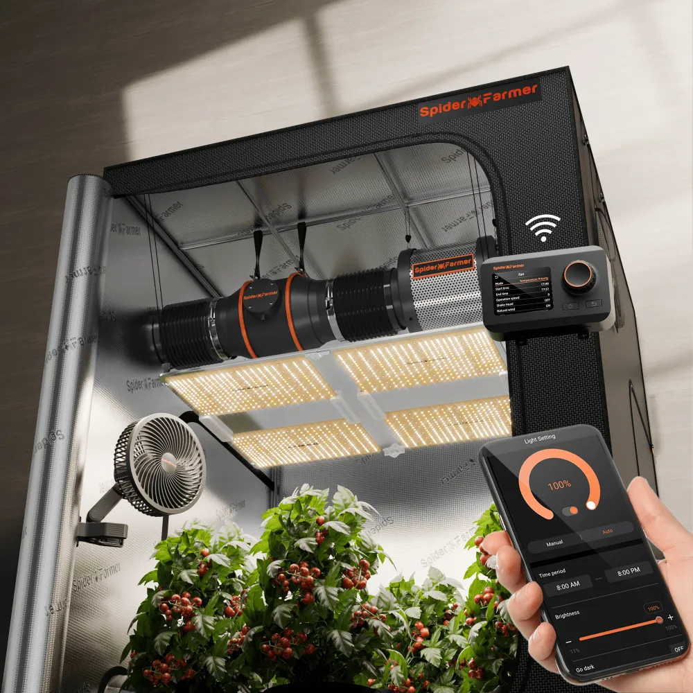 Spider Farmer SF7000 650W LED Complete Kweektent Set 150×150×200 cm – Samsung LM301B Full Spectrum met 6″ Smart Ventilatie...