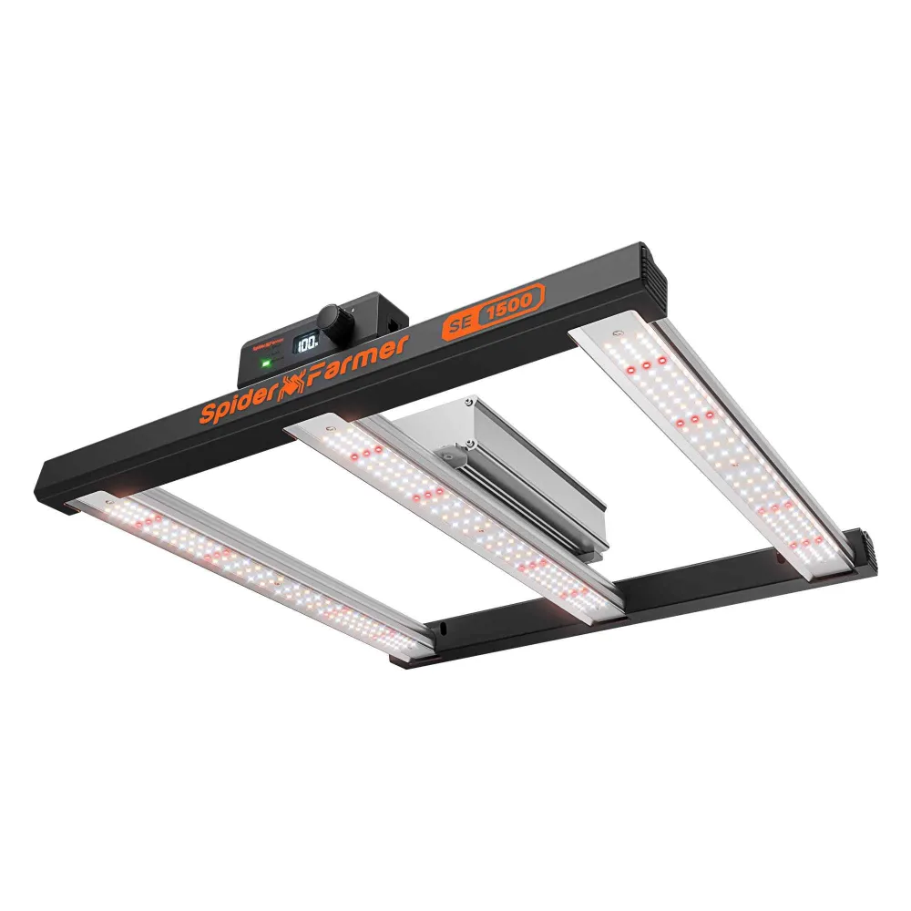 Spider Farmer SE1500 EVO 150W LED Kweeklamp – Samsung LM301H EVO, 2.85 µmol/J, Bluetooth & WiFi App, 70×70 cm Kweektent