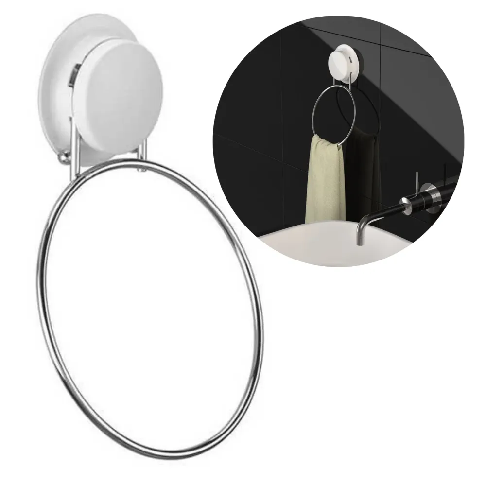 Cheqo® Stevige Handdoekring met Zuignap - Handdoekhouder - Handdoek Ring - Handdoekbeugel - Ø15x20cm