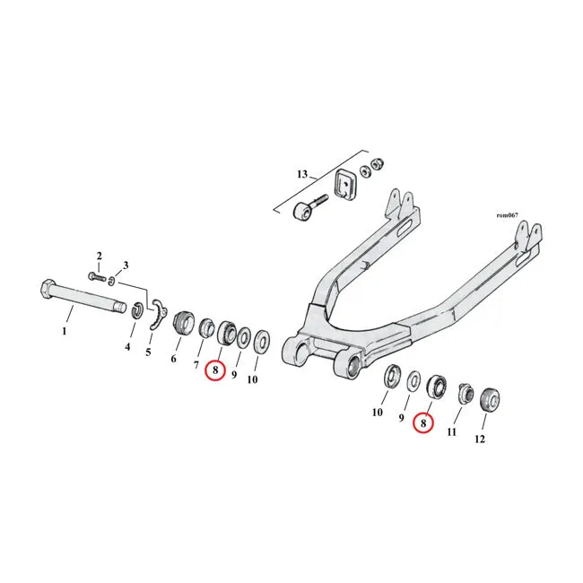 Cojinete, Basculante Izq./Der. Para Harley Davidson Complete Tuinset