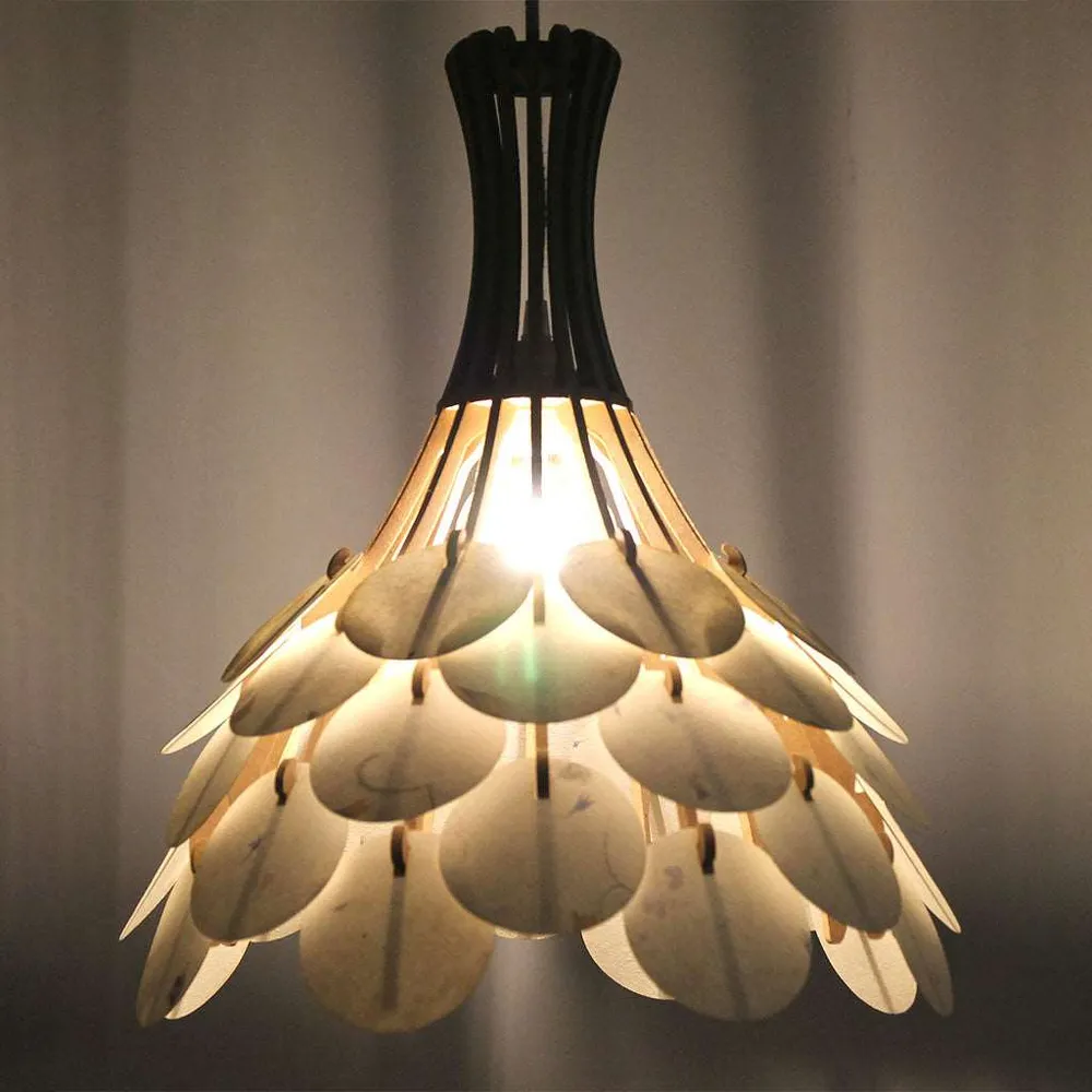 Hanglamp Fragile - hout en papier - D 36 cm RIF