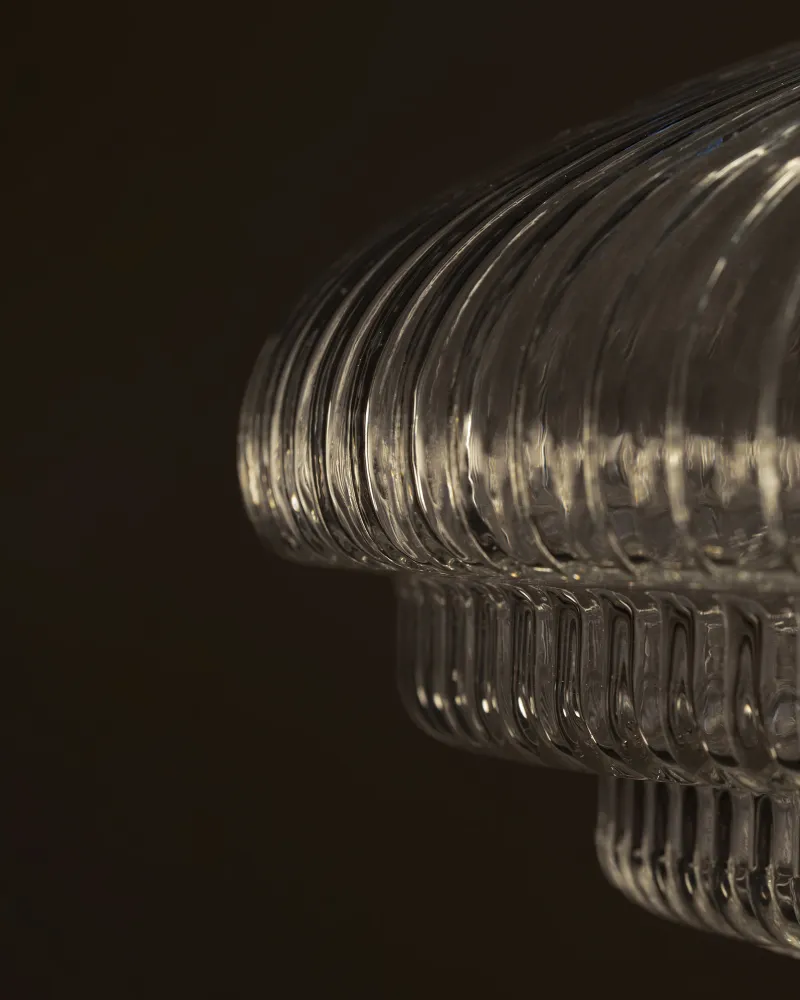 Brookfield Grote Hanglamp Geribbeld Glas - Brons