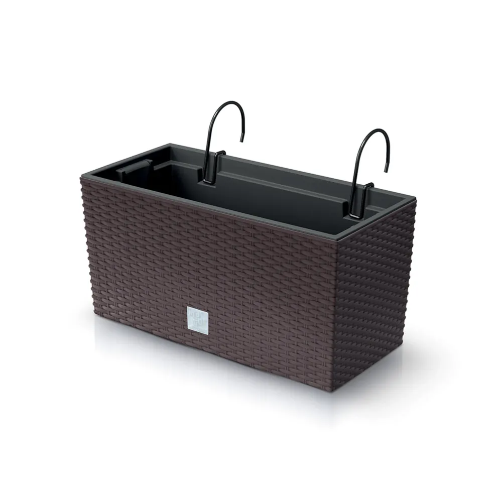 Prosperplast DRC400W Hanging Flower Pot Planter Balcony Railing Liner 39.5 cm Cappuccino