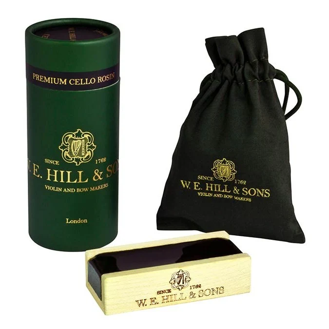 W.E. Hill & Sons H-2067 Premium hars voor cello - donker - massief esdoornhouten houder, met beschermhoes