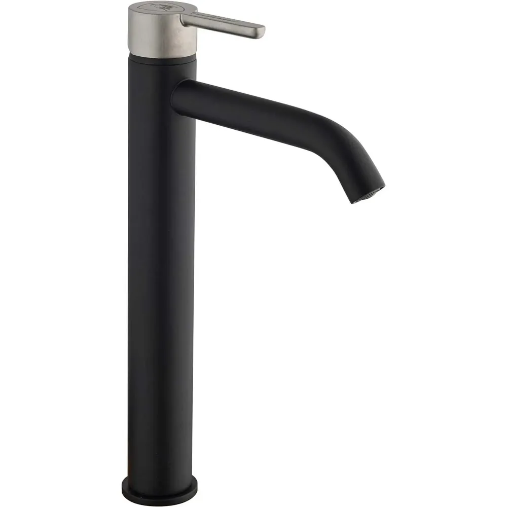 Single-lever high basin mixer without drain black satijnstof handle Tonino Lamborghini Dark-light collection
