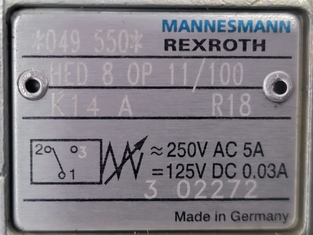 Zware Industrie Hydro-Electric Pressure Switch HED 8 OP 11/100