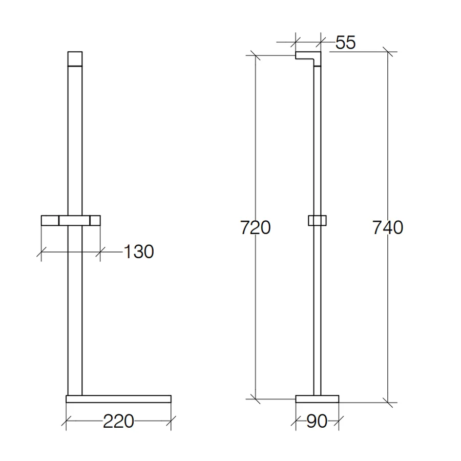 Professionele Sliding shower rod rectangular tube chrome-plated messing Lineabeta Docia